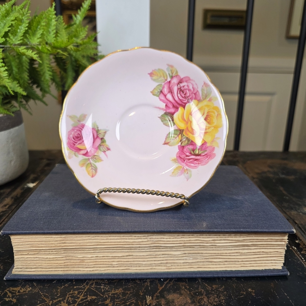 Floral Pink and Yellow Saucer